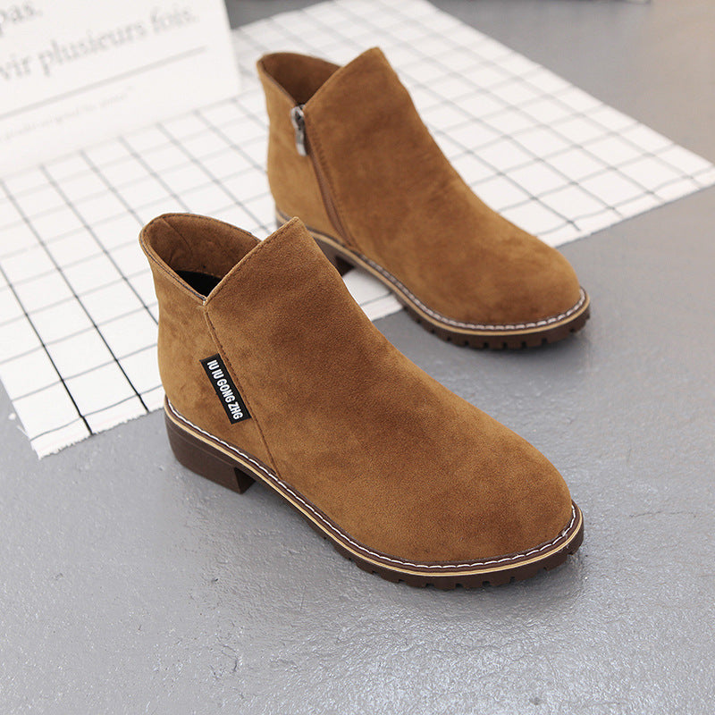 Comfortable All-Day Side-Zip Suede Ankle Boots