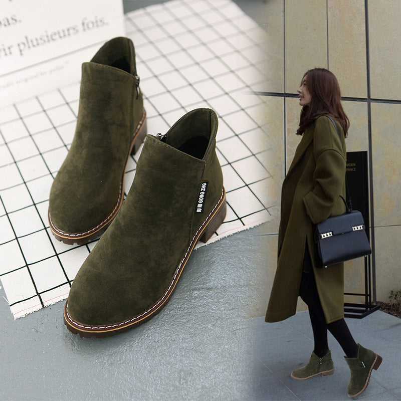 Comfortable All-Day Side-Zip Suede Ankle Boots
