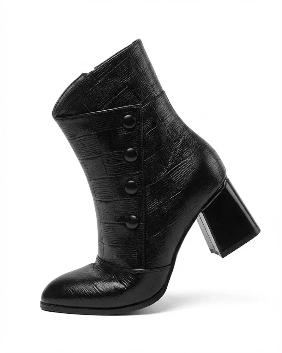 Blanca™ | Croc-embossed foldover cuff heeled ankle boots
