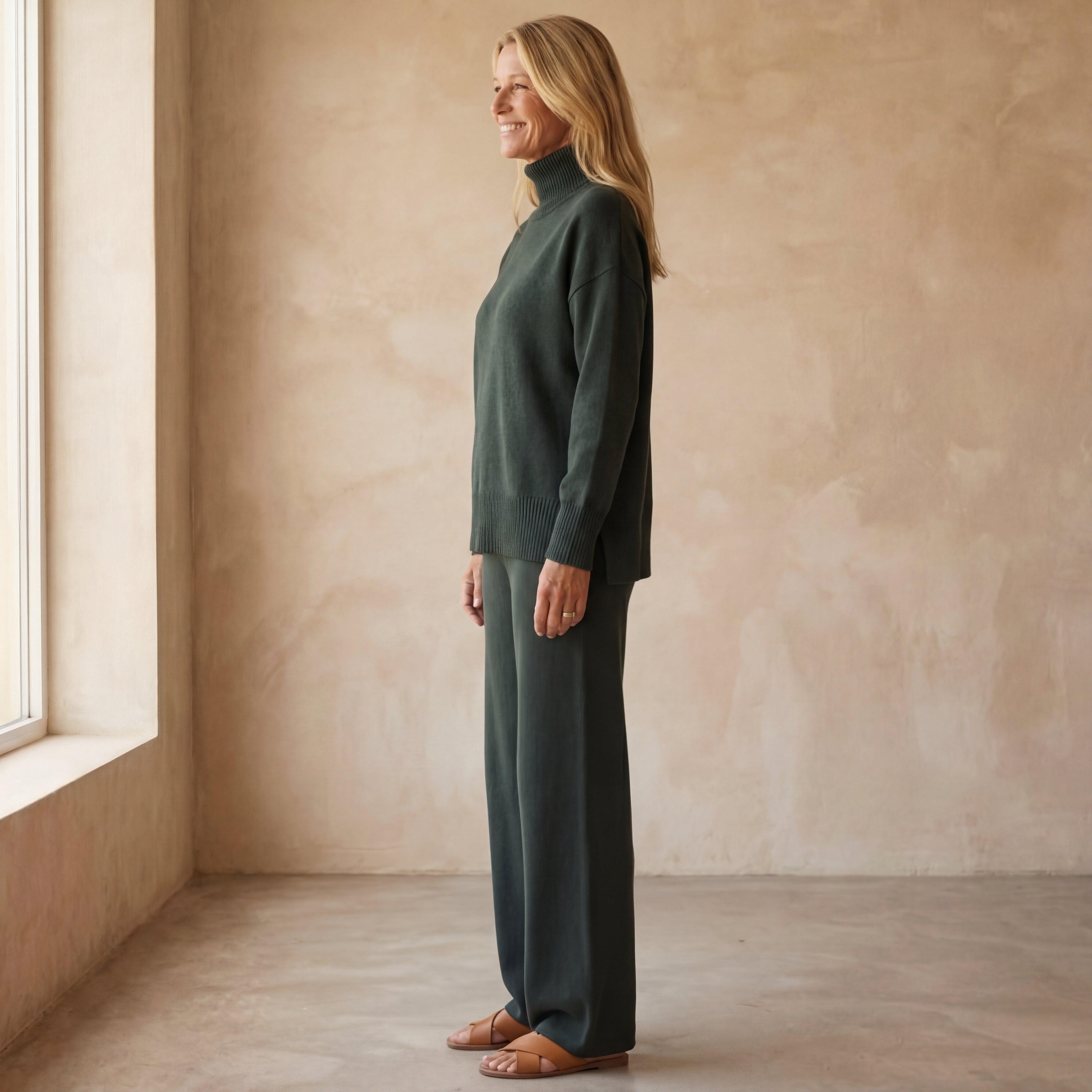 Cozy Sophisticated Mock-Neck Sweater & Wide-Leg Pant Set