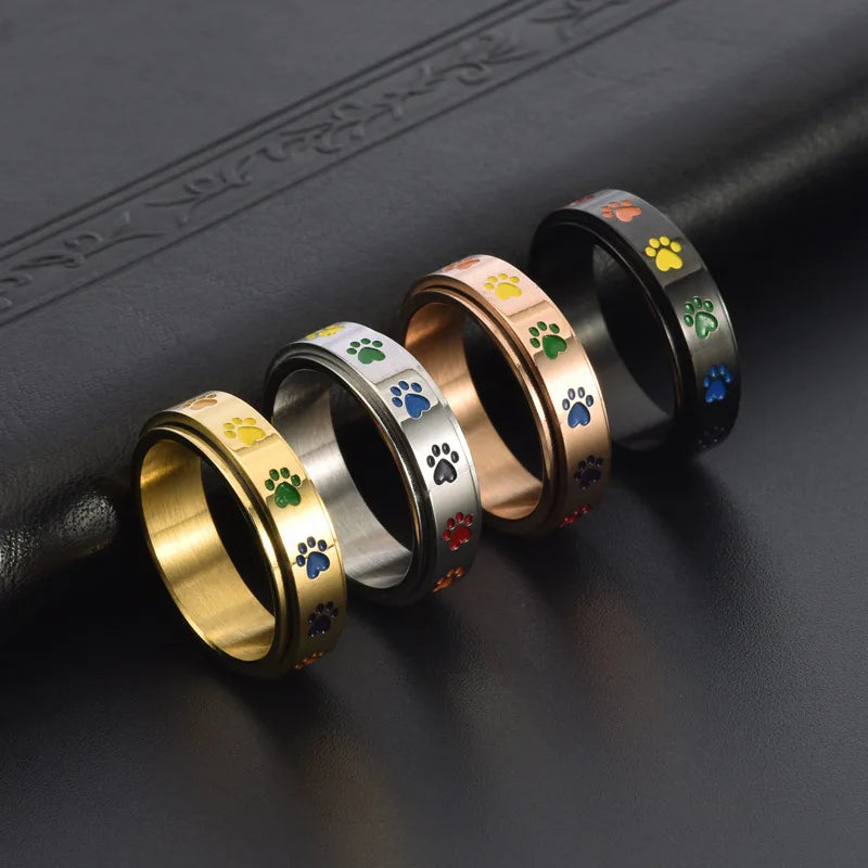 Paw Ring with Rainbow Paws