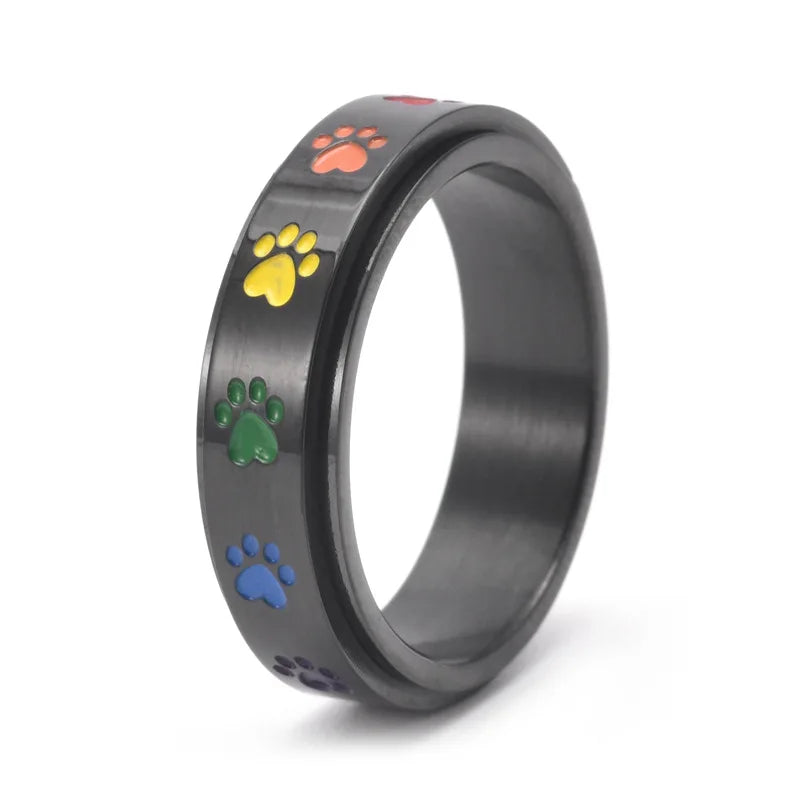 Paw Ring with Rainbow Paws