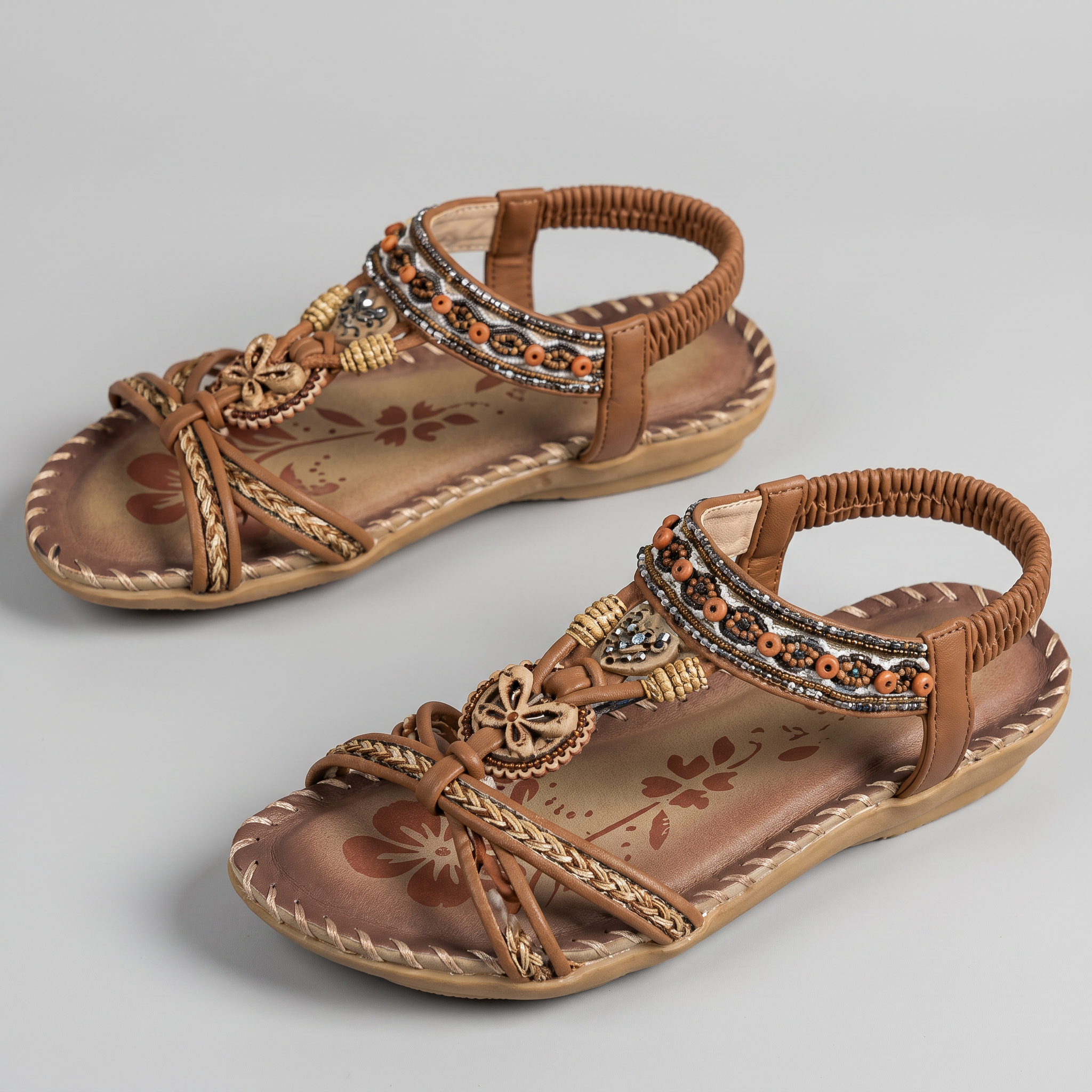 TribeFoot™ | Women's Boho Beaded Orthopedic Flat Sandals