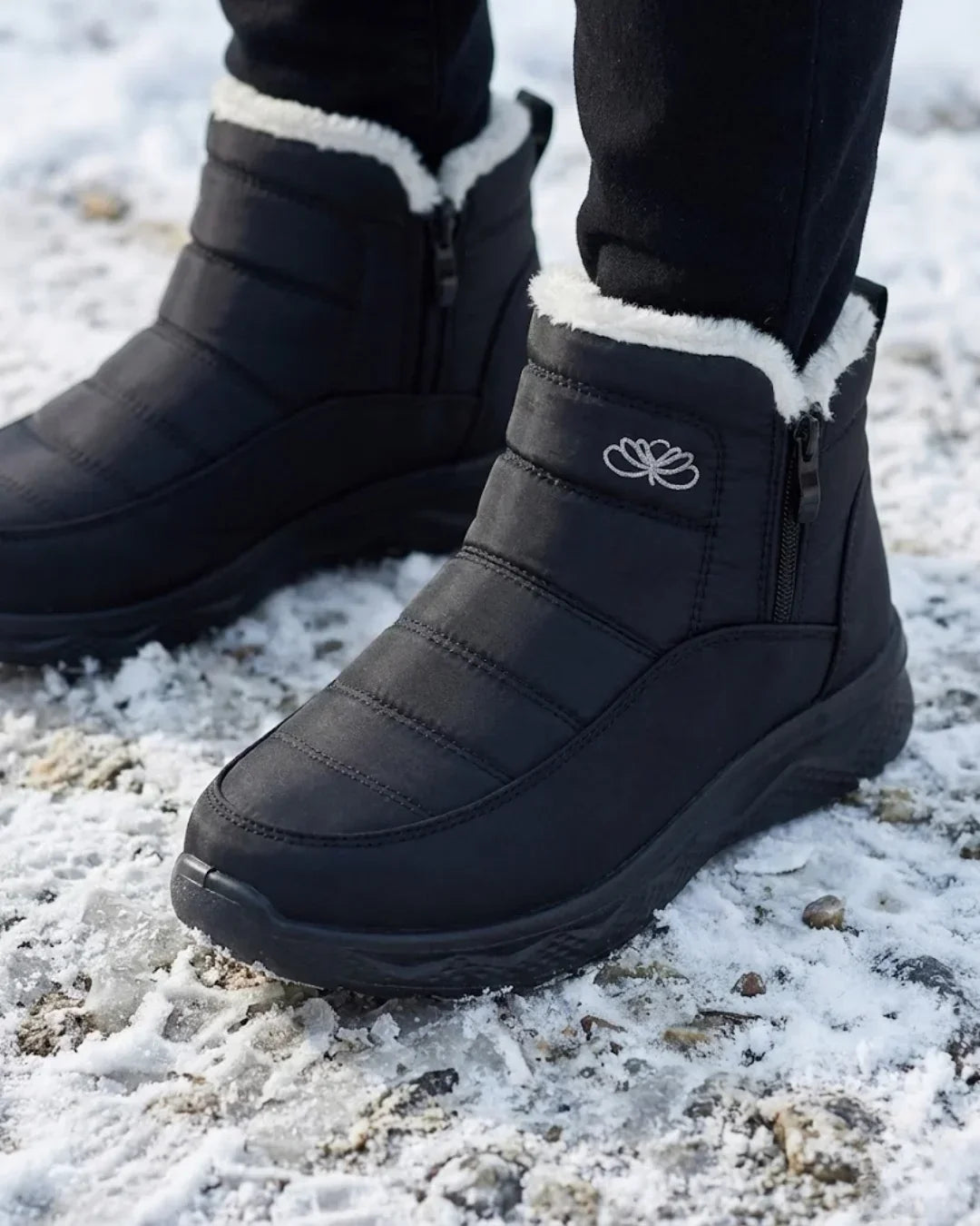 Odile™ | Quilted side-zip faux-fur winter ankle boots