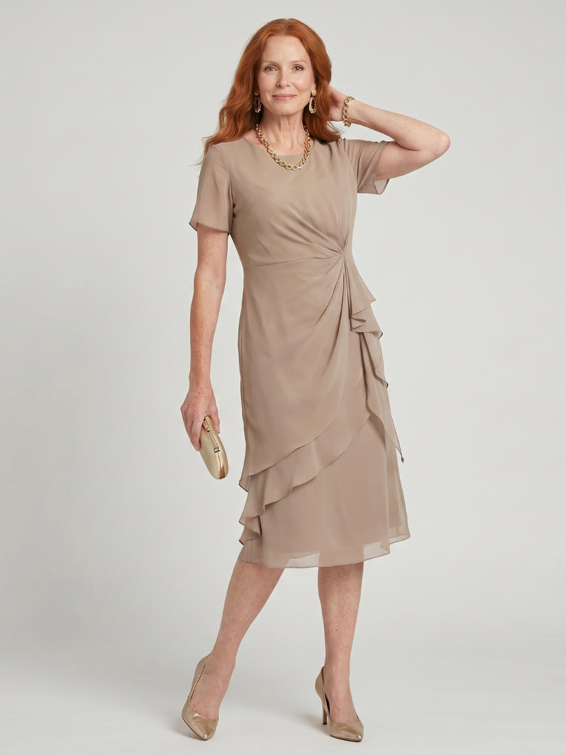 Eira™ | Short Sleeve Layered Hem Midi Dress