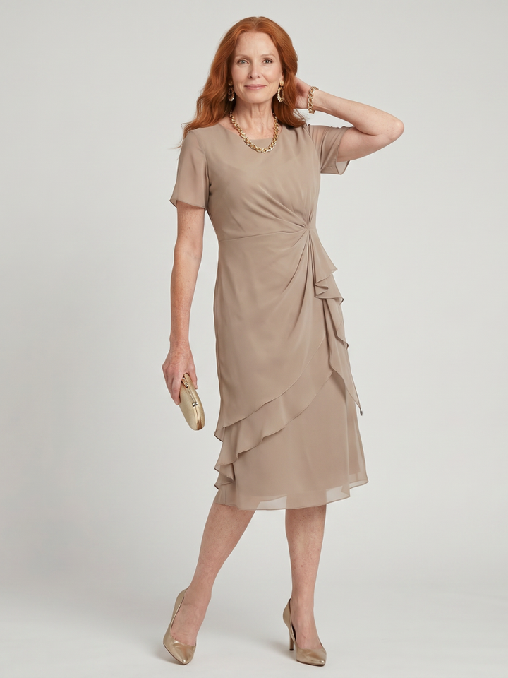 Eira™ | Short Sleeve Layered Hem Midi Dress