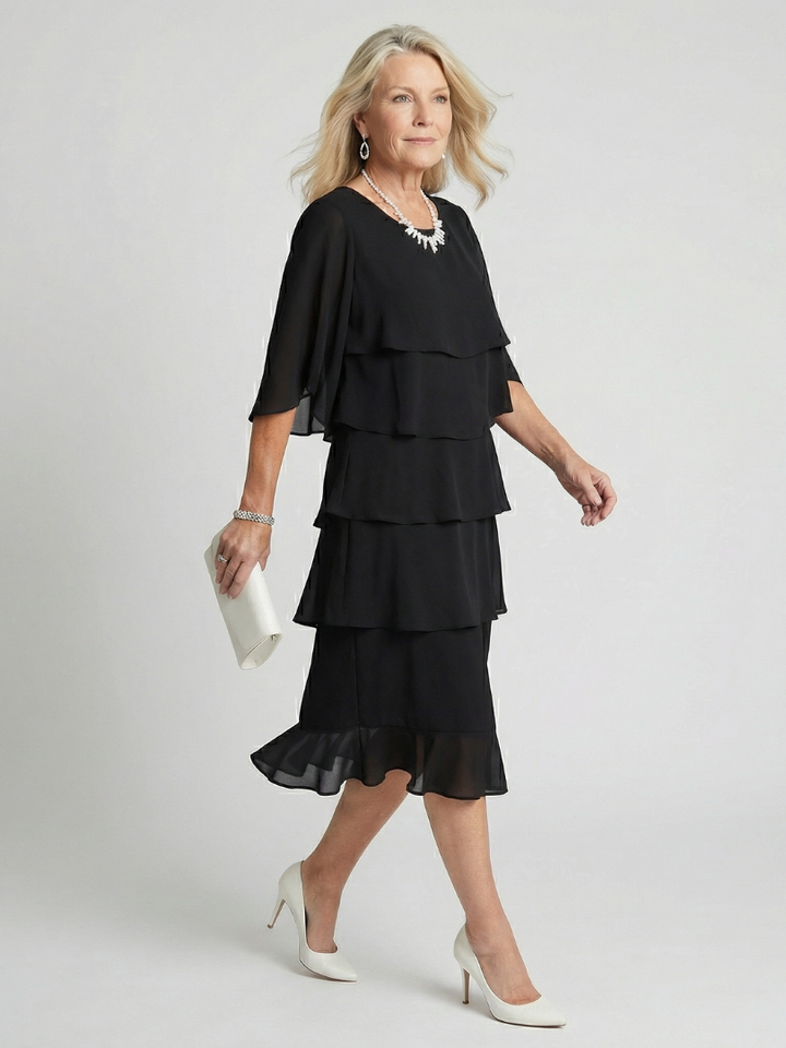 Brielle™ | Layered Elegance Midi Dress