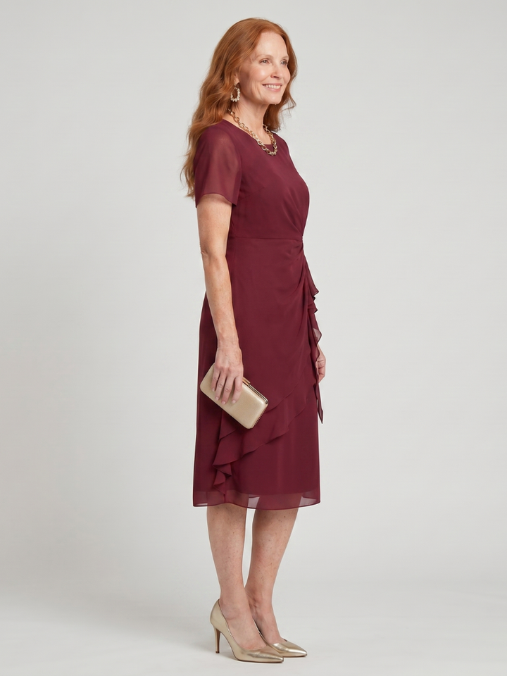 Eira™ | Short Sleeve Layered Hem Midi Dress