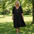 Women’s Lace Trim Denim Dress – Casual Loose Fit Vintage Denim Dress