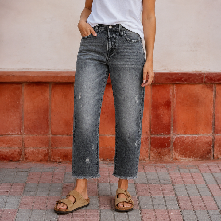 Aberjean™ | Retro Cropped Straight Jeans