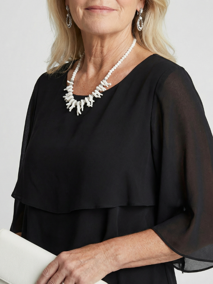 Brielle™ | Layered Elegance Midi Dress