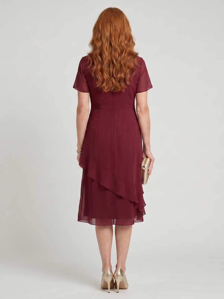 Eira™ | Short Sleeve Layered Hem Midi Dress