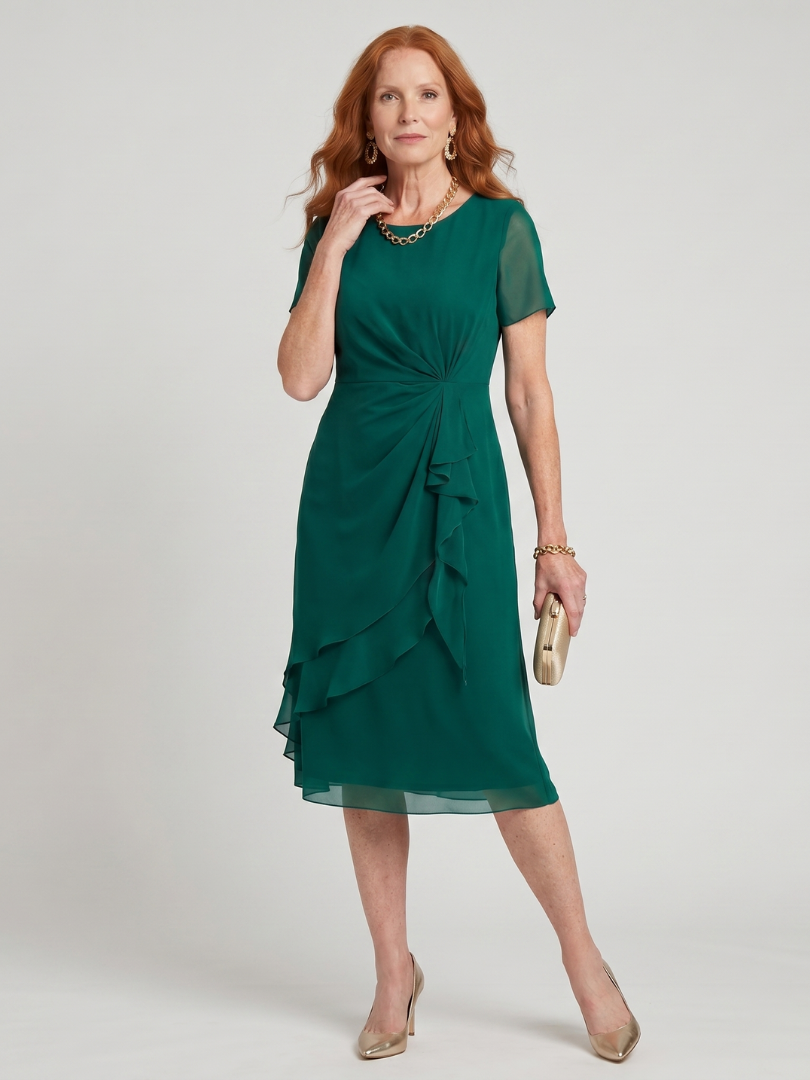 Eira™ | Short Sleeve Layered Hem Midi Dress