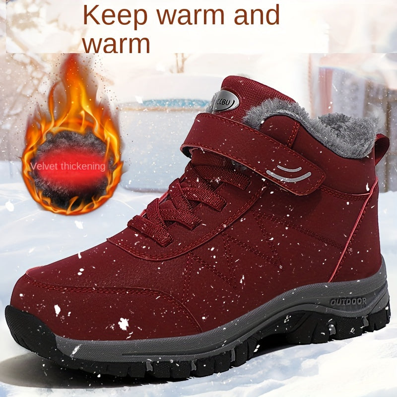 Benedetta™ | Plush-lined hook-and-loop lace-up hiking ankle boots