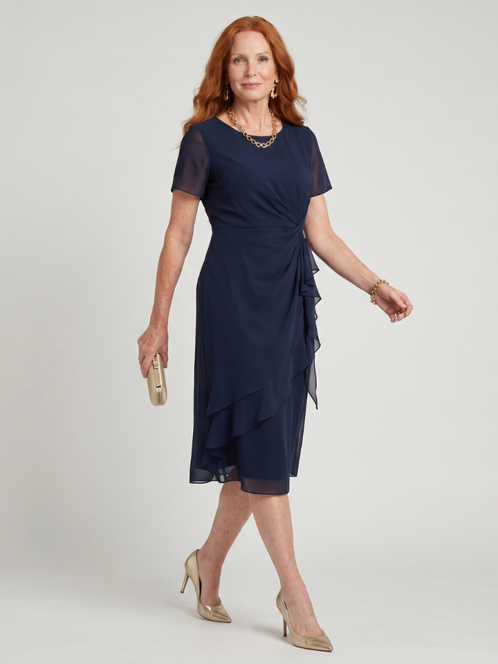 Eira™ | Short Sleeve Layered Hem Midi Dress