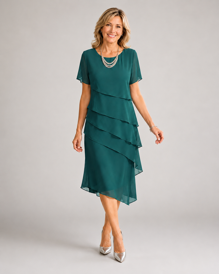 Camille™ | Layered Elegance Midi Dress