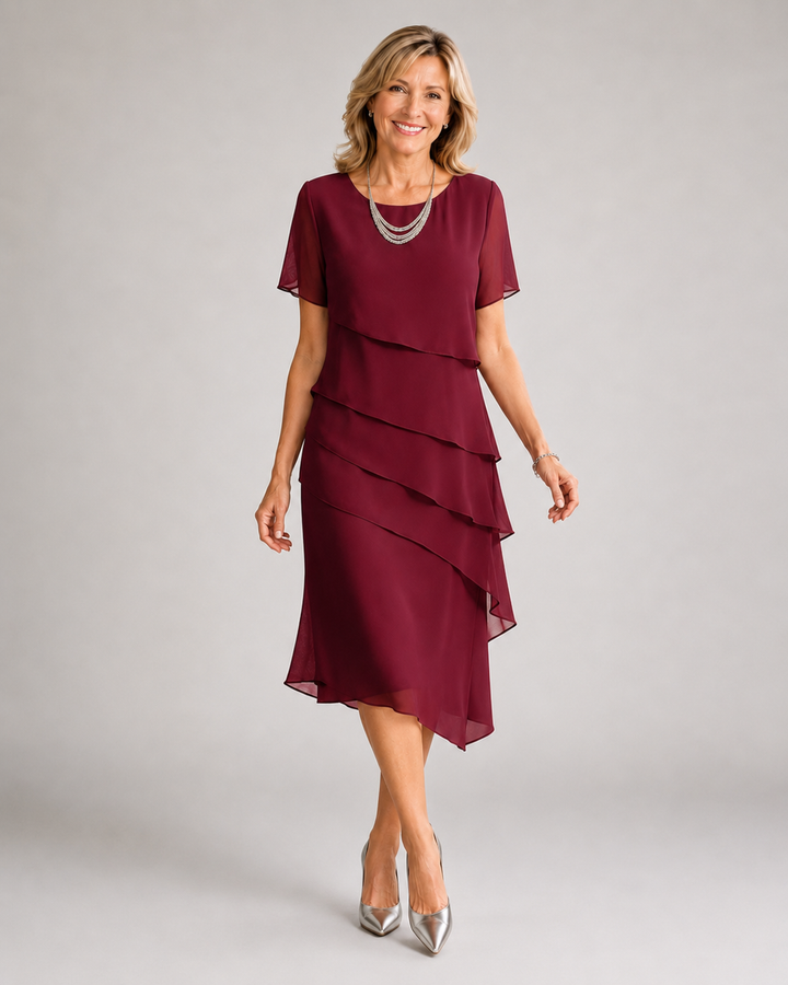 Camille™ | Layered Elegance Midi Dress