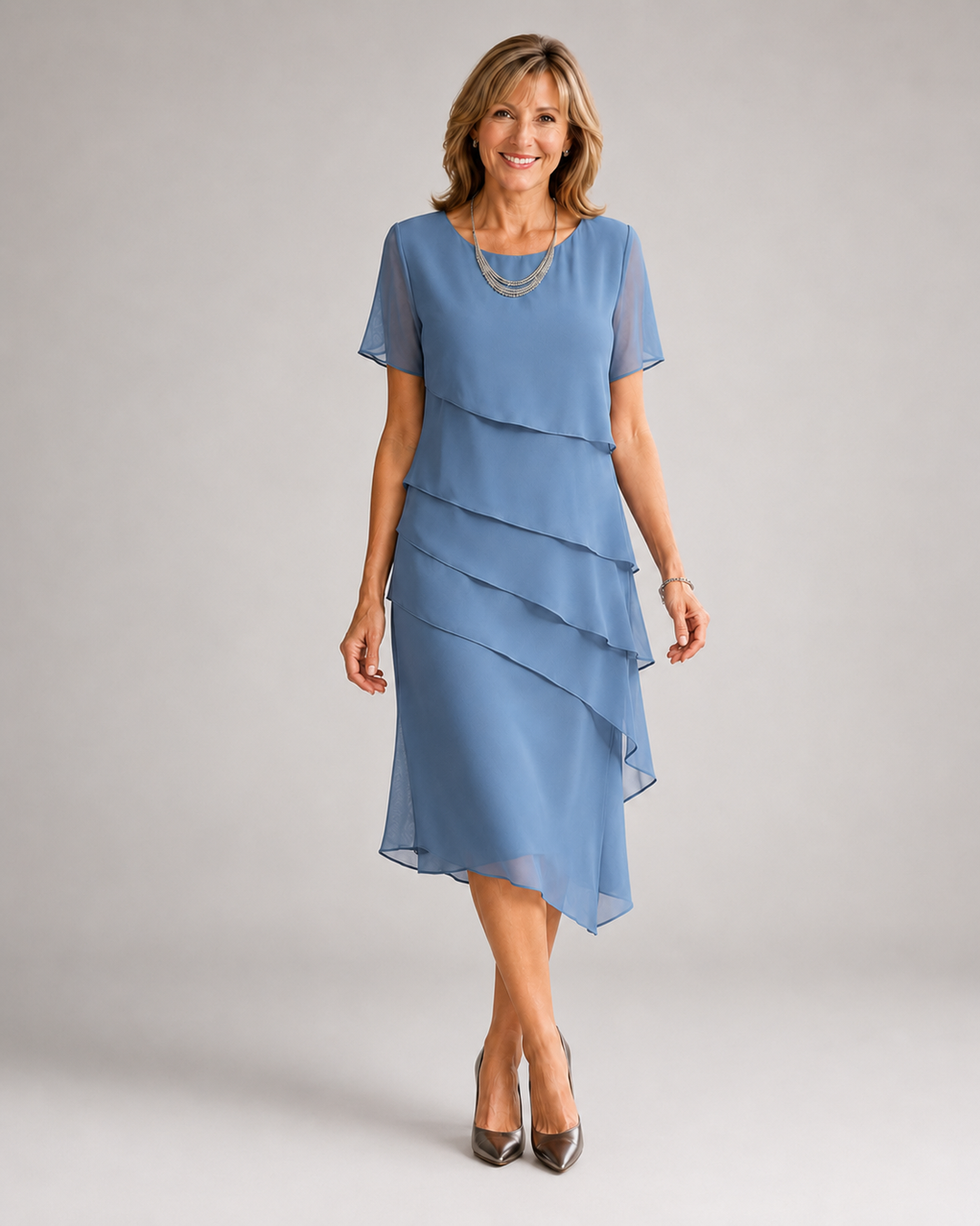 Camille™ | Layered Elegance Midi Dress