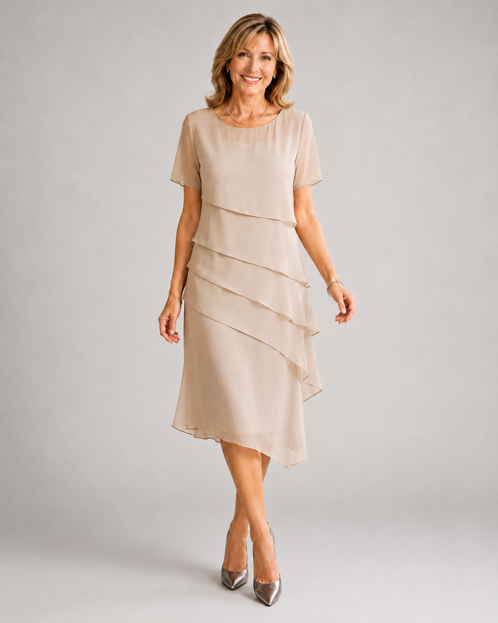 Camille™ | Layered Elegance Midi Dress