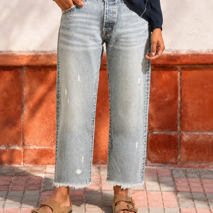 Aberjean™ | Retro Cropped Straight Jeans