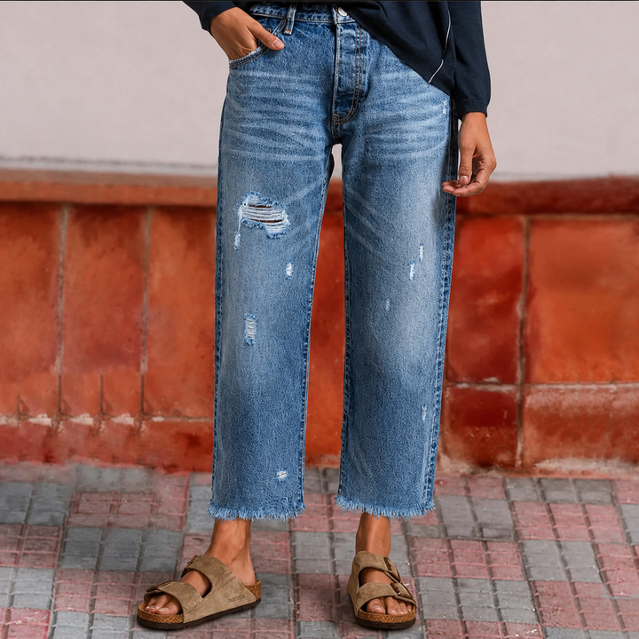 Aberjean™ | Retro Cropped Straight Jeans