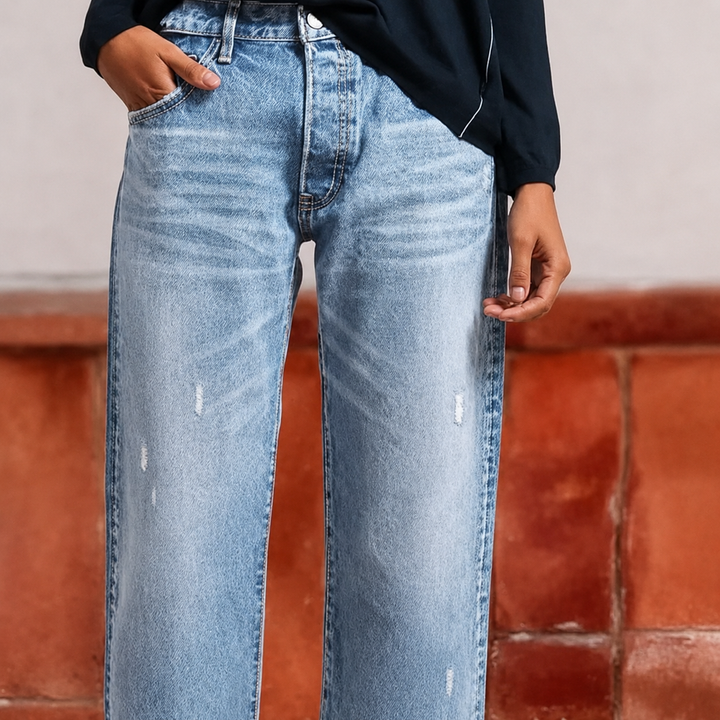 Aberjean™ | Retro Cropped Straight Jeans