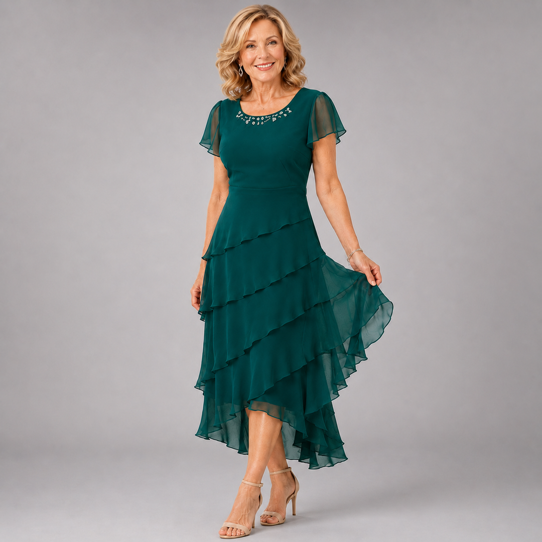 Vivienne™ | Layered Chiffon Midi Dress