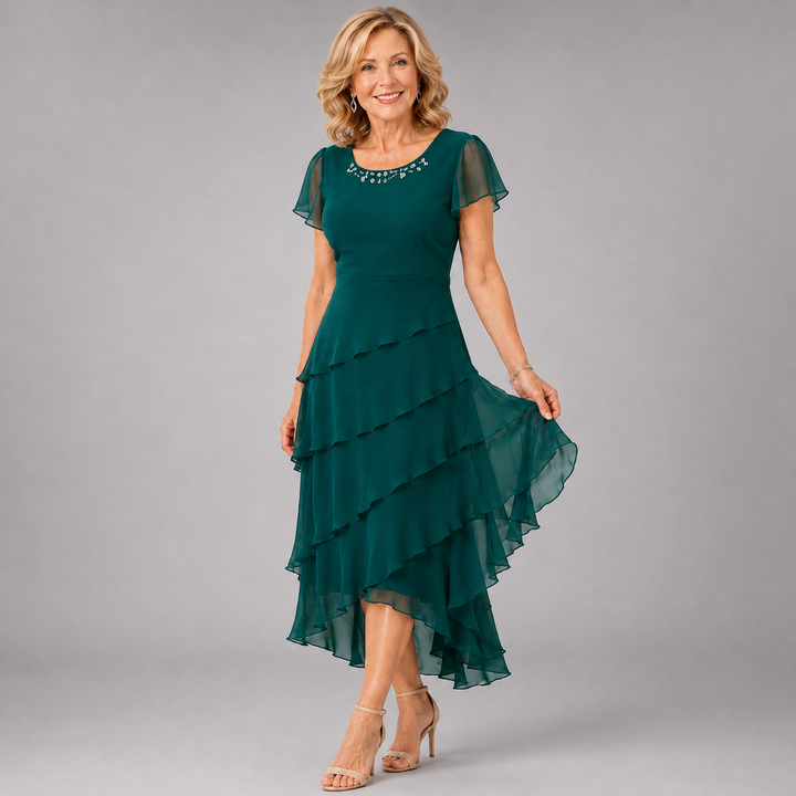 Vivienne™ | Layered Chiffon Midi Dress