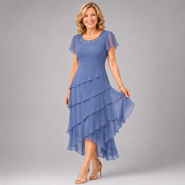 Vivienne™ | Layered Chiffon Midi Dress