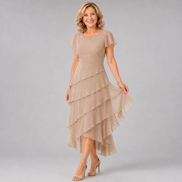 Vivienne™ | Layered Chiffon Midi Dress