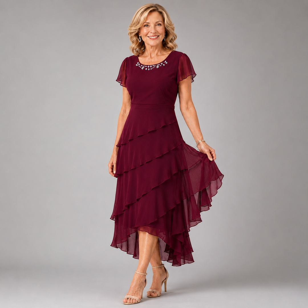Vivienne™ | Layered Chiffon Midi Dress