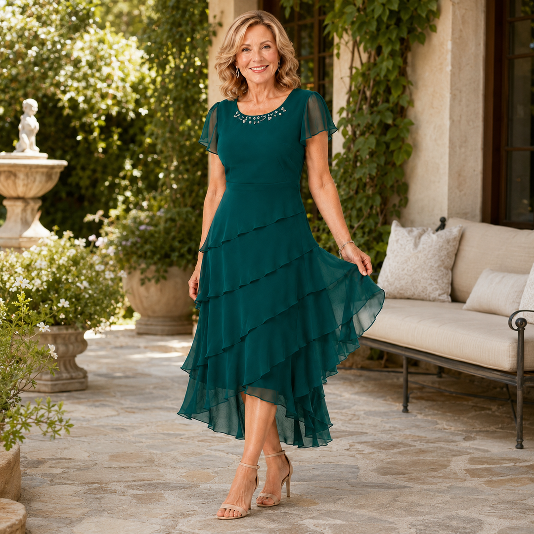 Vivienne™ | Layered Chiffon Midi Dress