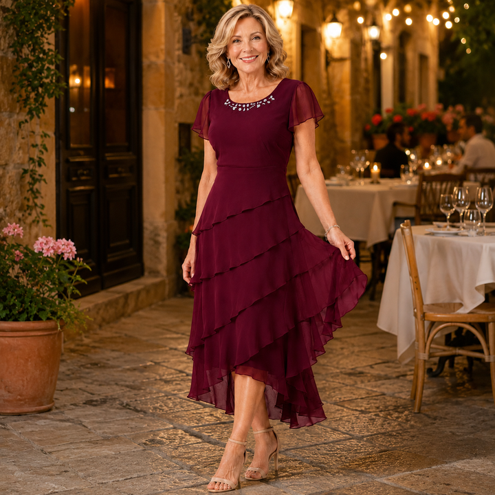 Vivienne™ | Layered Chiffon Midi Dress
