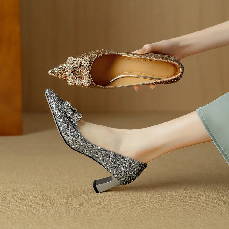 Gloria™ | Elegant Glitter Heels