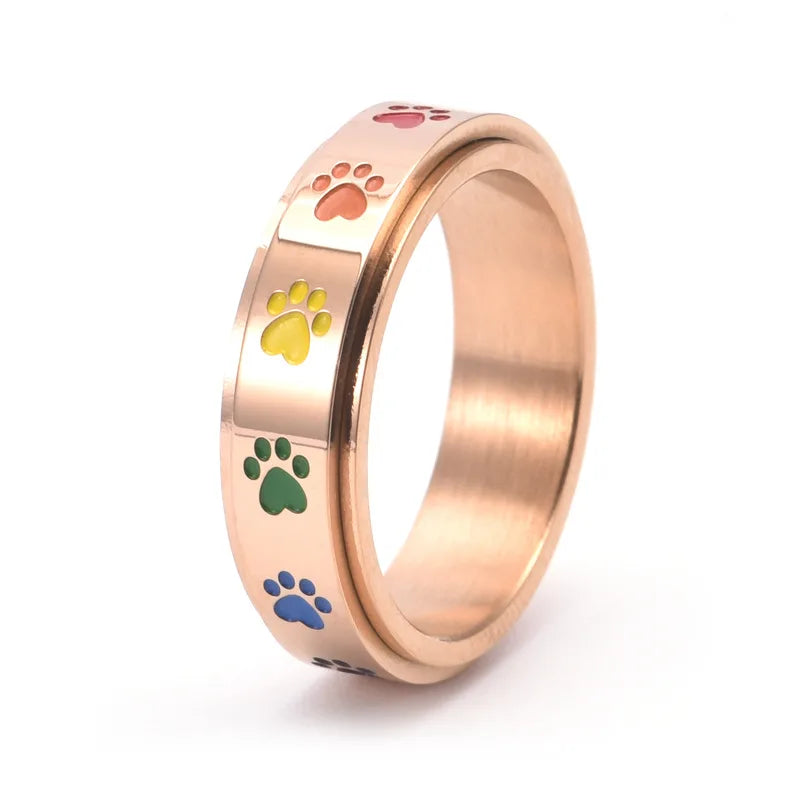 Paw Ring  with Rainbow Paws