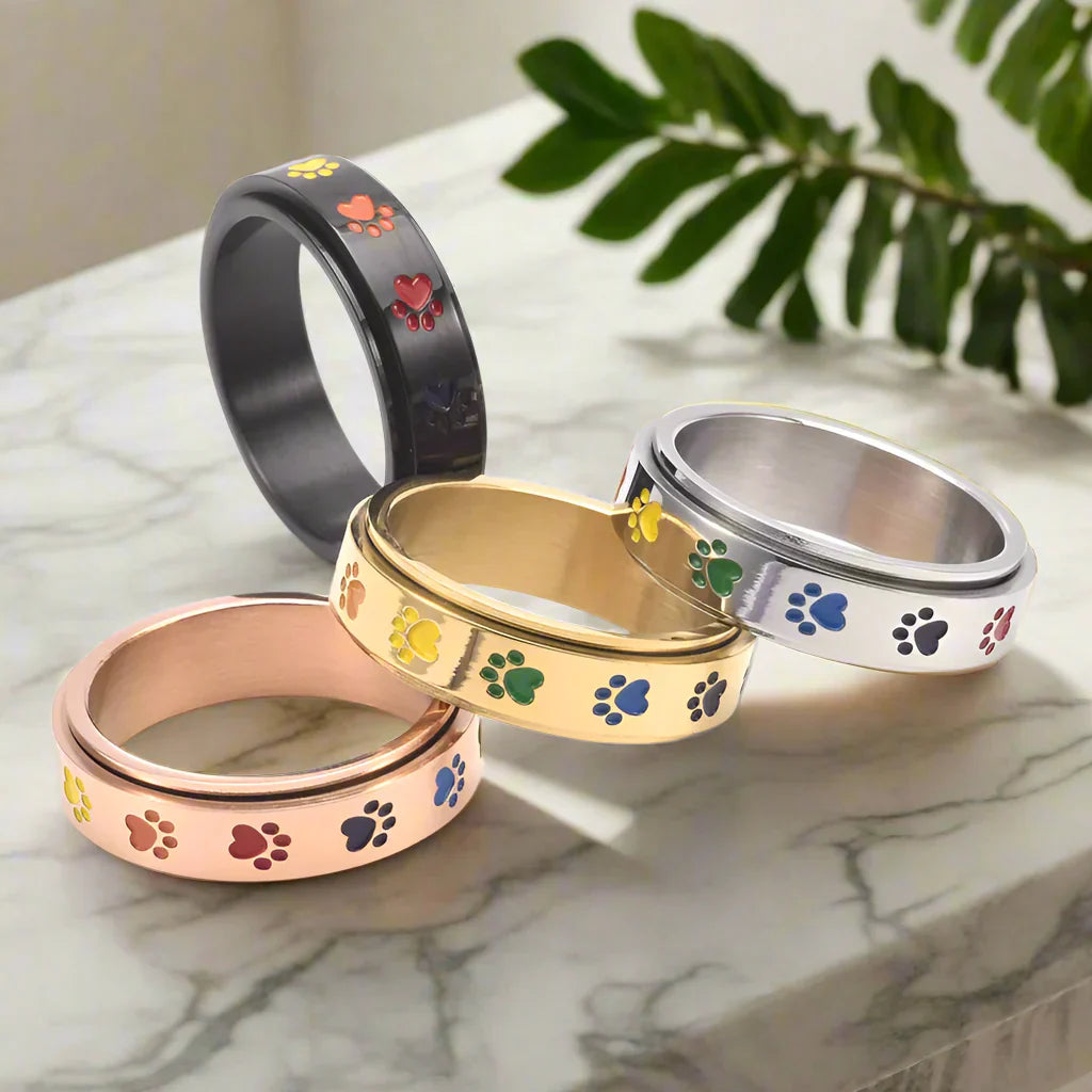 Paw Ring  with Rainbow Paws