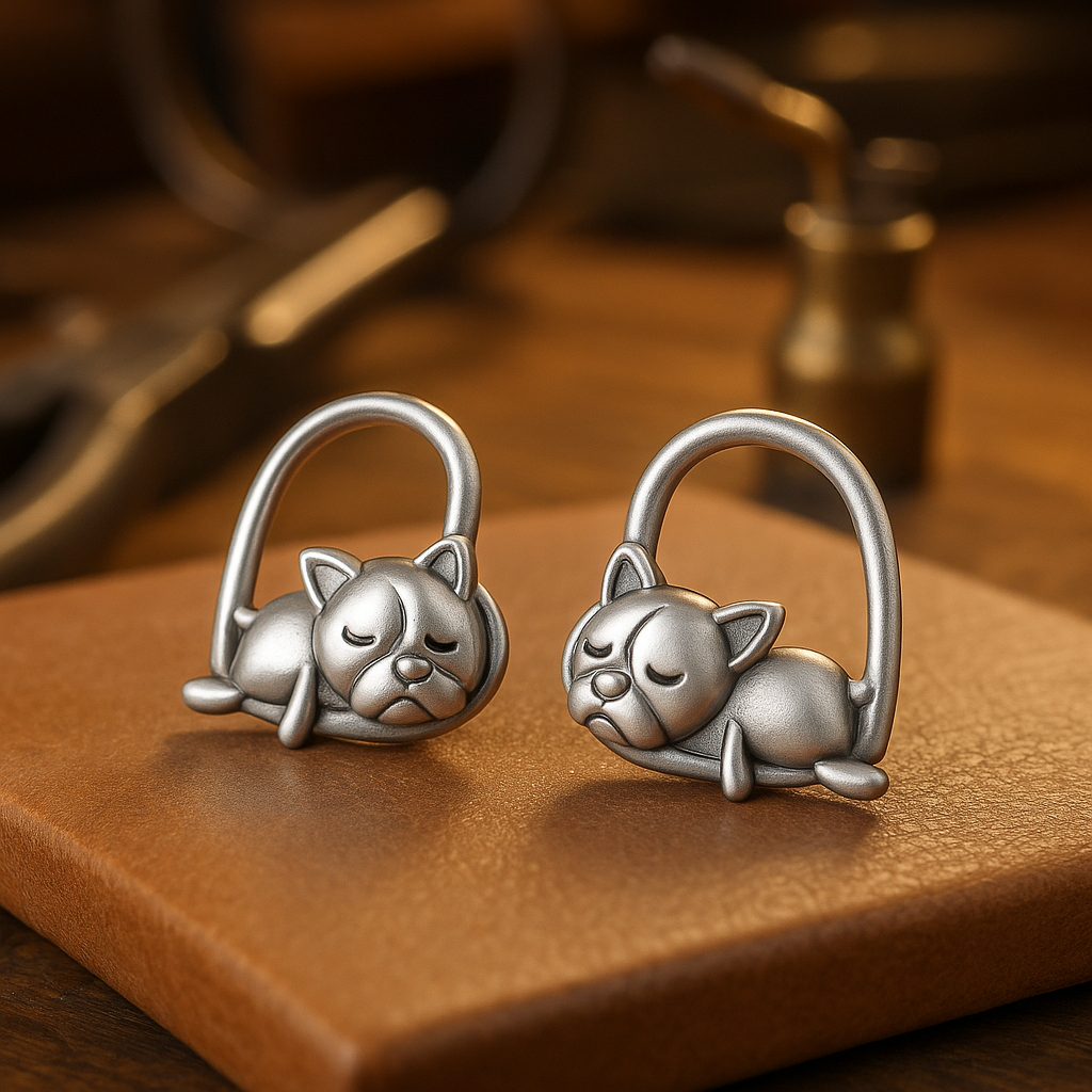 925 Sleeping Puppy Stud Earrings