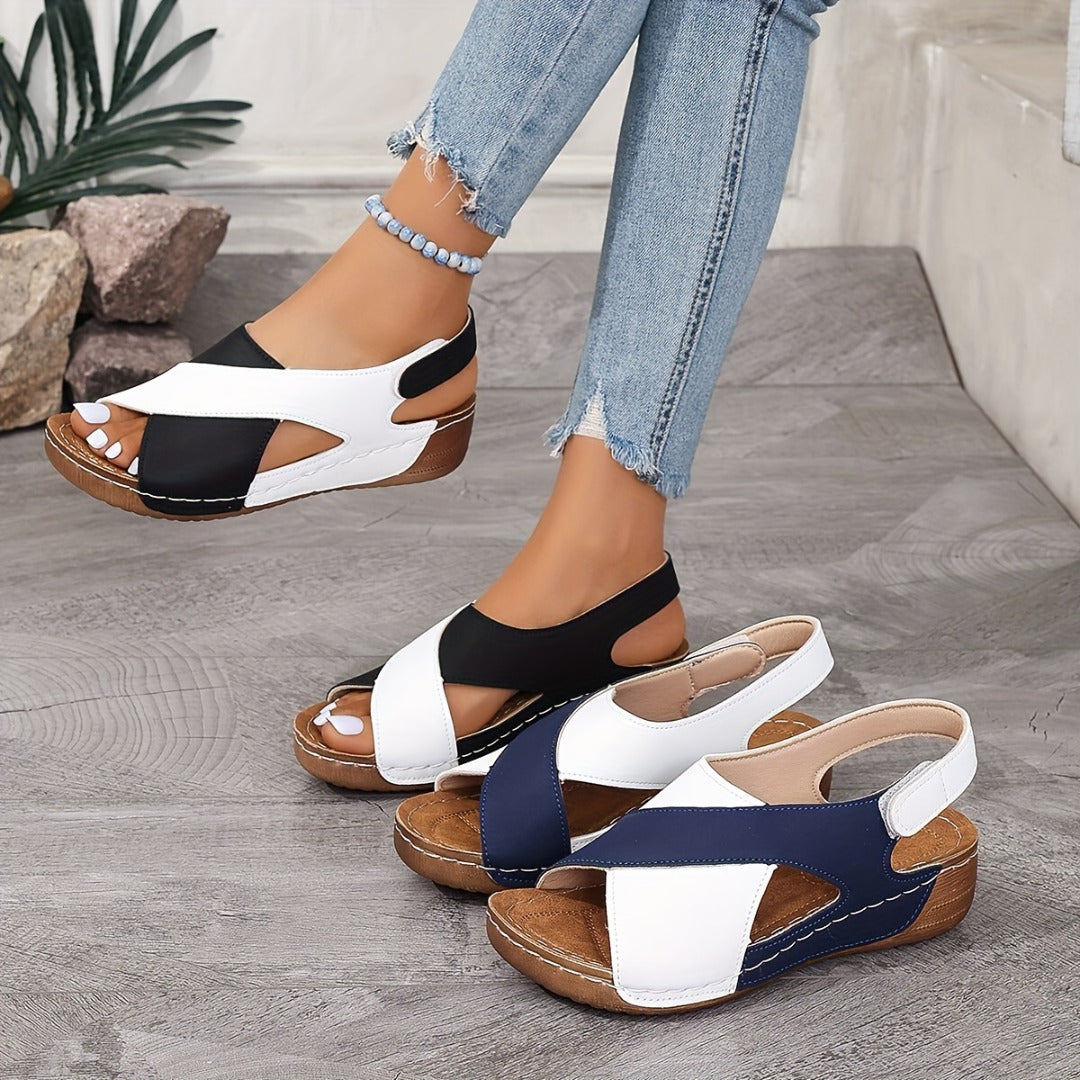 Inclivara™ | Women's Orthopedic Colorblock Wedge Sandals